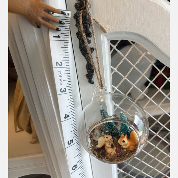 Handmade Winter Woodland Squirrel Ornament – Hanging Glass Globe Decor - Picture 4 of 9